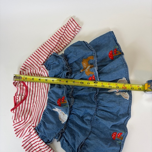 Baby Boden 12-18m Baby Girl Dress Appliqué Embroidered Forest Bunnies Mushroom - Picture 8 of 12